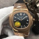 Swiss Replica Patek Philippe Nautilus 5711 Rose Gold Case Black Dial 40 MM 9015 Automatic Watch
